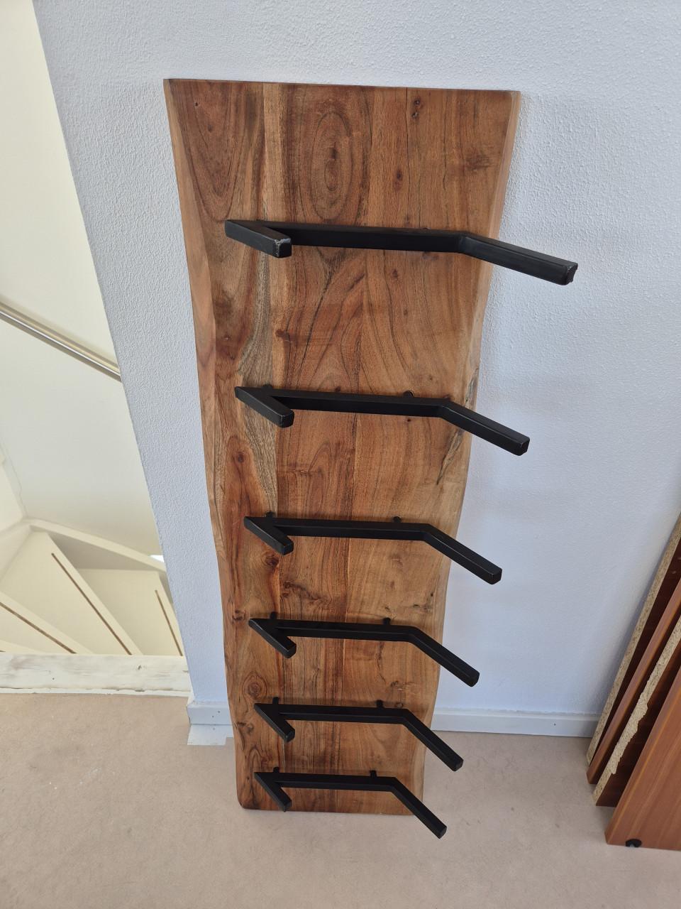 Kapstok Eddie 2x 6 haken - acacia hout - 100 cm