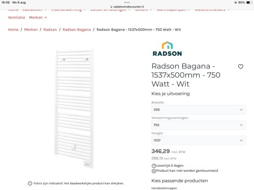 Badkamer radiator elektrisch