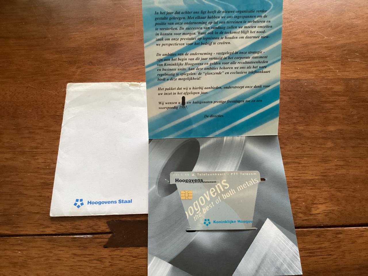 Telefoonkaart 1997.     Koninklijke Hoogovens.