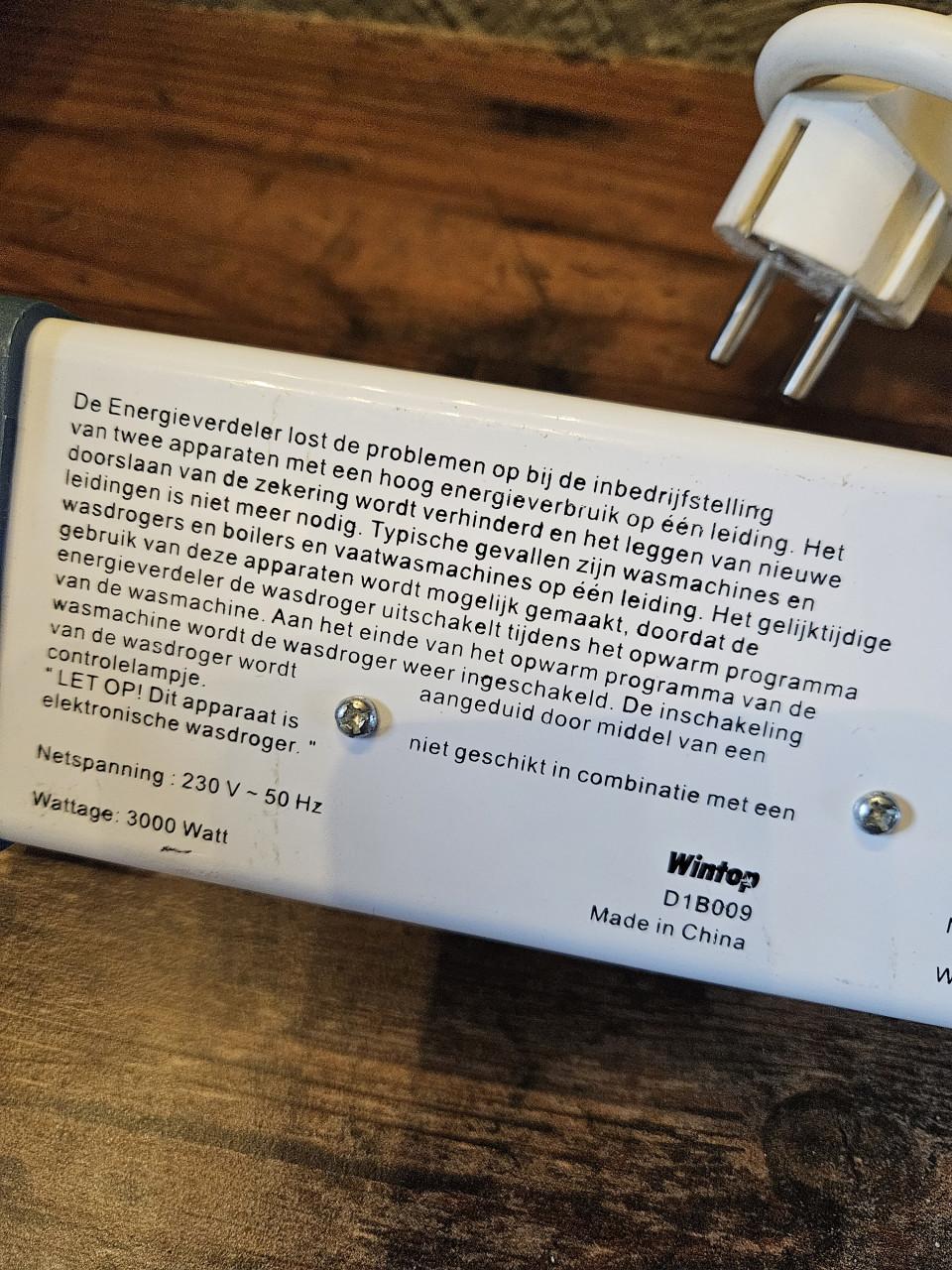 Zgan Wintop Energieverdeler voor wasmachine en wasdroger