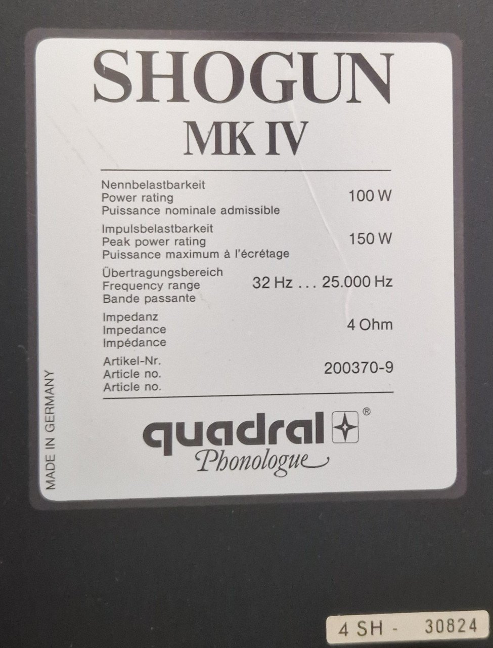QUADRAL SHOGUN MK IV BLACK