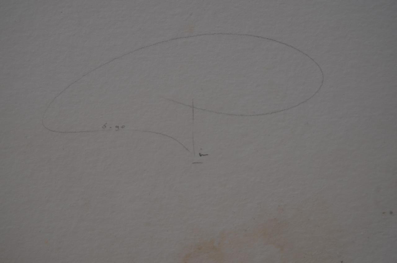 Figuren/schimmen in een weidelandschap gesign/gedat.