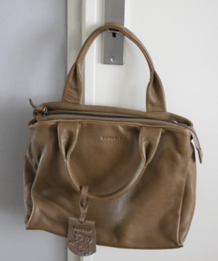 Nieuwe leren tas bruin-beige