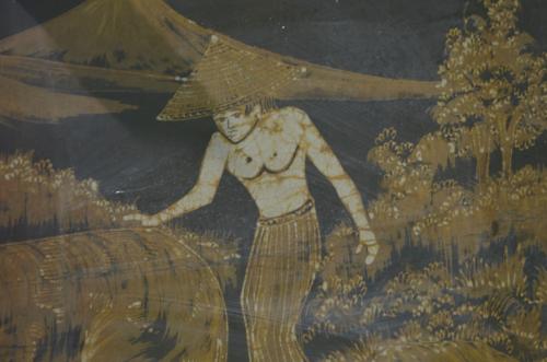 Grote Indonesische batik 'Boer met Buffel'