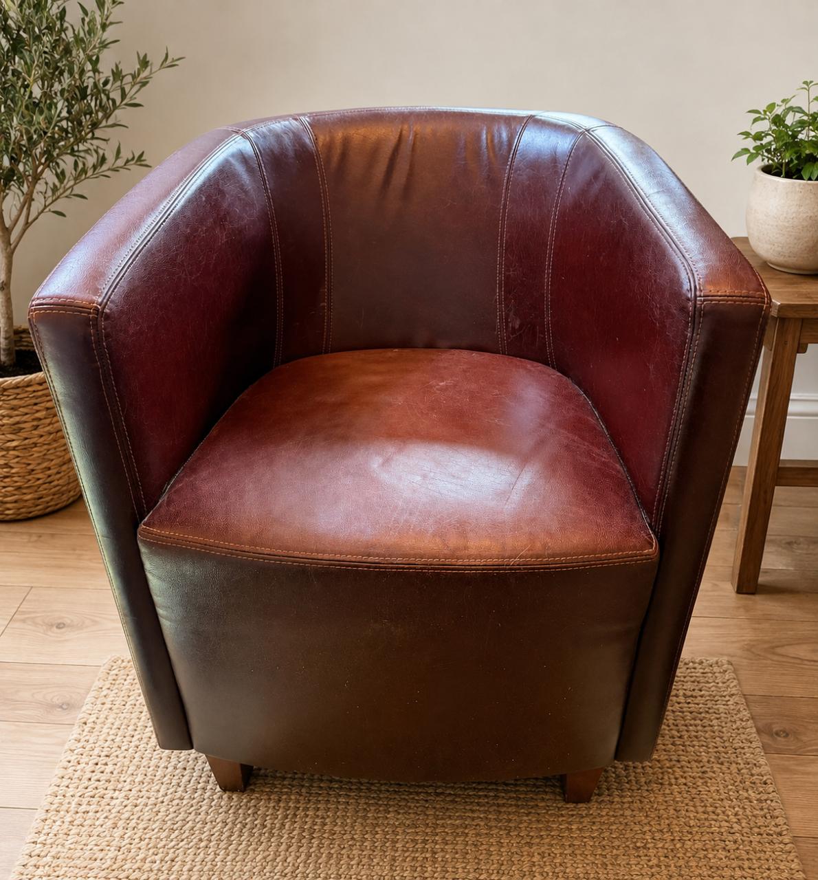 Leren fauteuil in een cognacbruine/bruin kleur