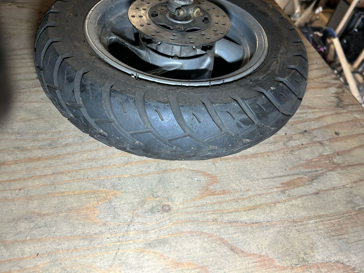 1X ALUMINIUM SCOOTER VELG MET AS EN REMSCHIJF-HWA FONG BAND