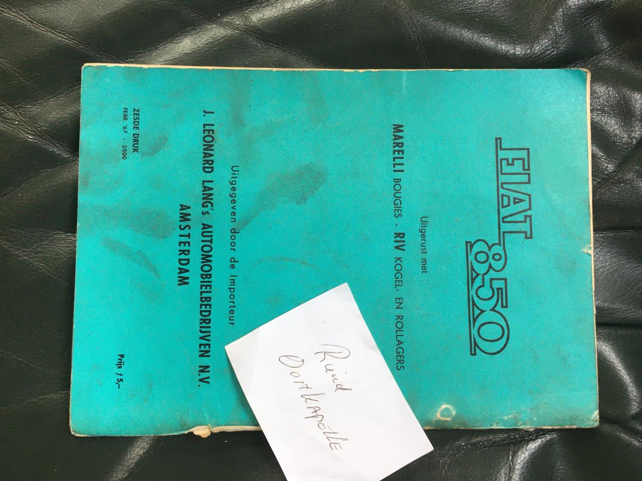 Fiat instructieboekje 850