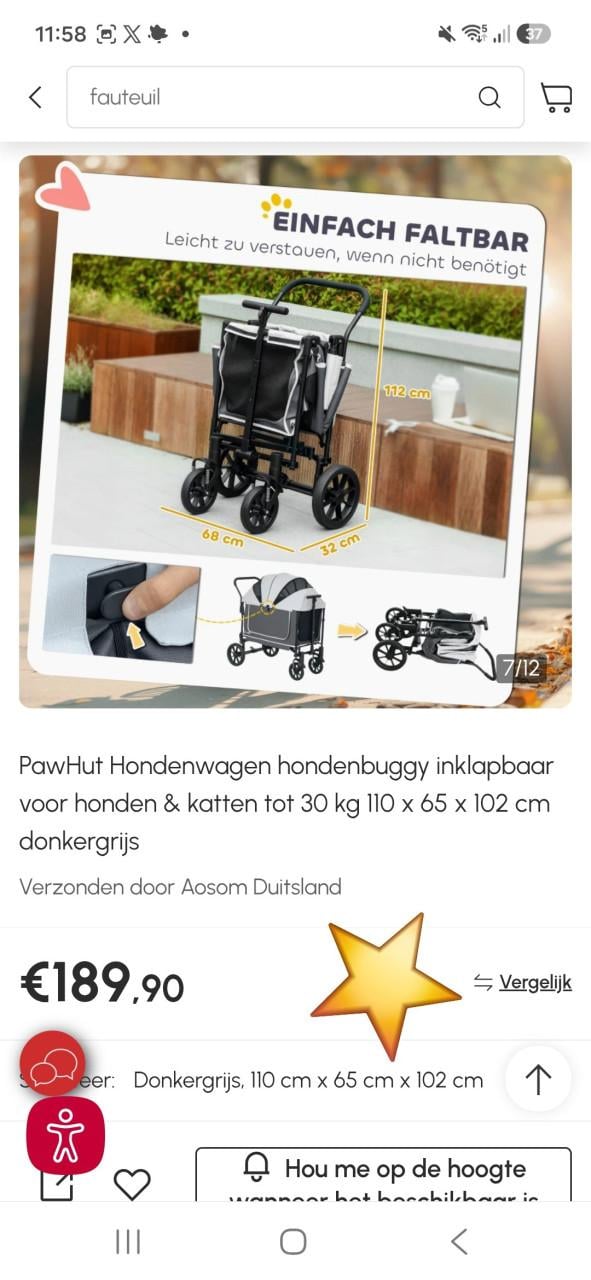 Nieuw‼️Pawhut Hondenbuggy tot 30kg