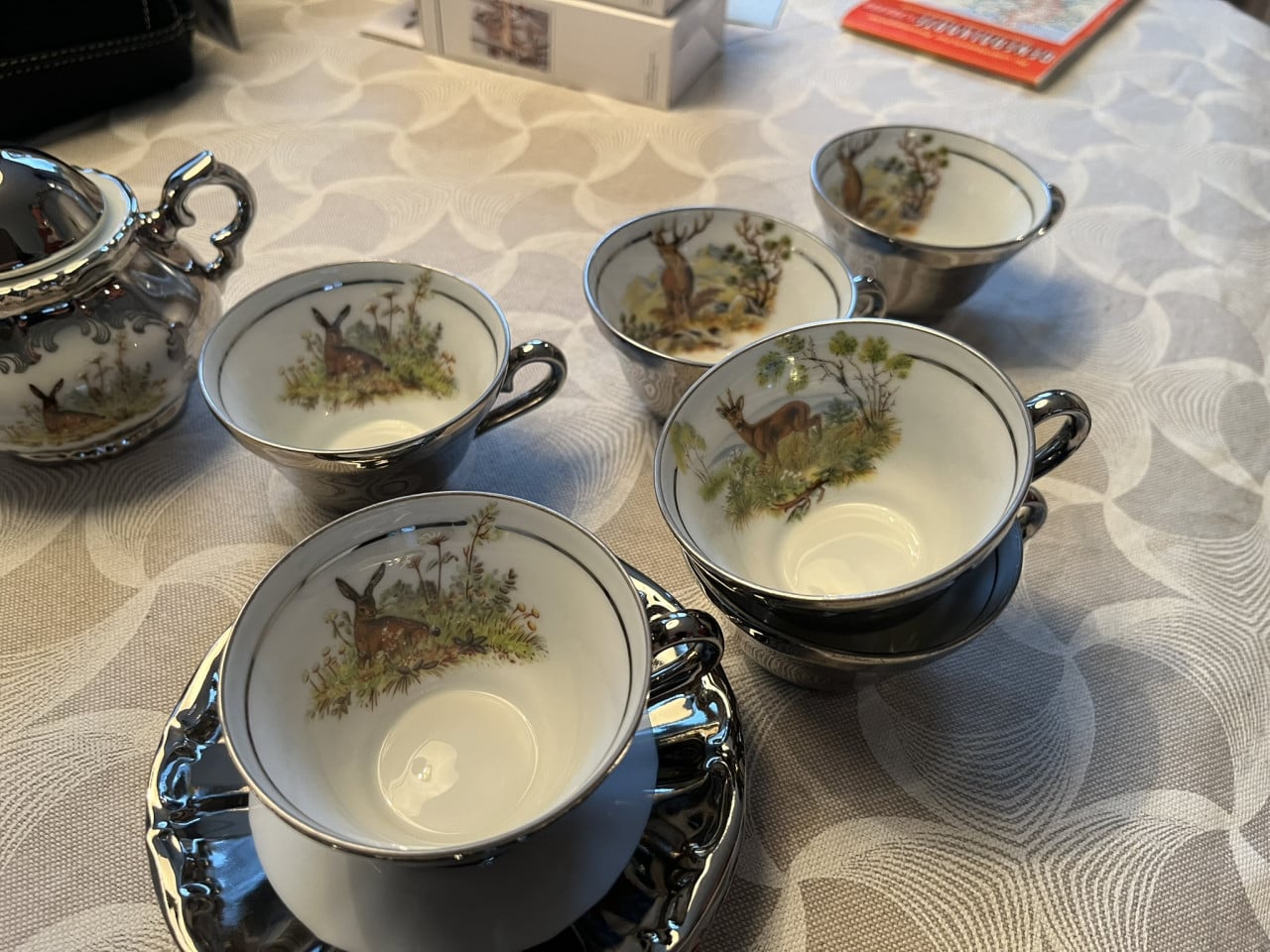 Theeservies met dienblad, porselein