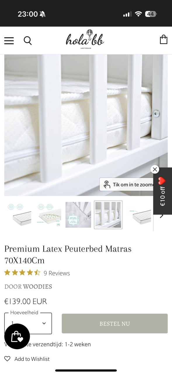 Peuterbed inclusief matras
