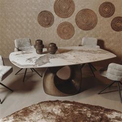 BIJZONDERE TAFEL MET OPVALLEND ONDERSTEL