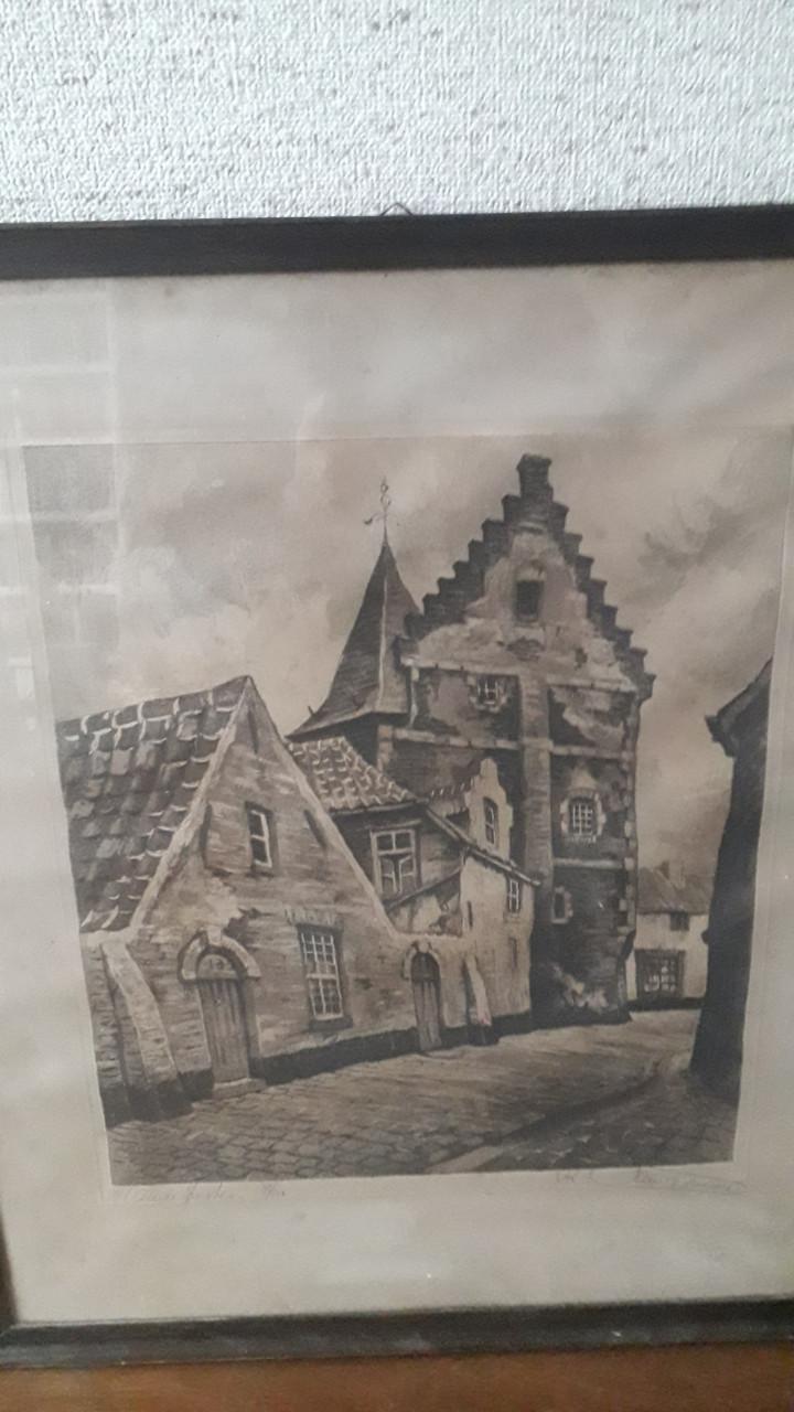 Partij tekeningen en schilderijtjes