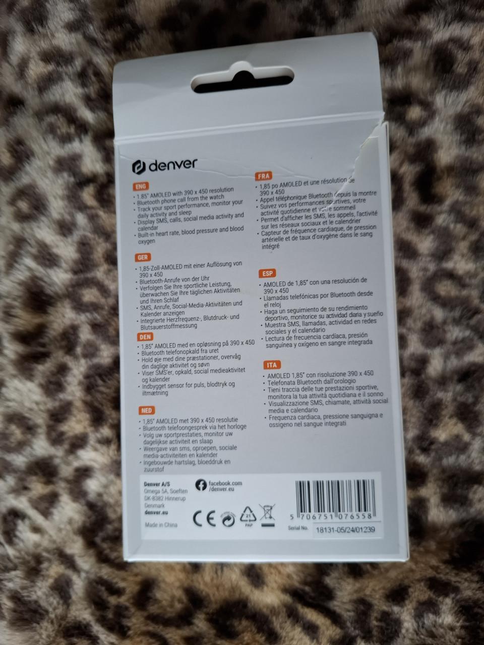 Denver Smartwatch - zwart SWC185B. met belfunctie  Nieuw in doos