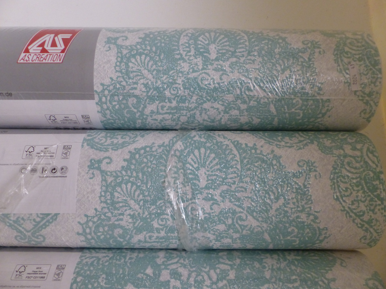 Behang dik 3 roL OOK voor slechte muren Turquoise iets glimmend ISOLEREND