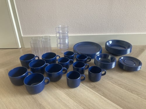 Camping Servies blauw