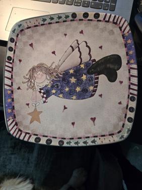 Bord uit de 'Patchwork Angels'-serie, 30x30cm