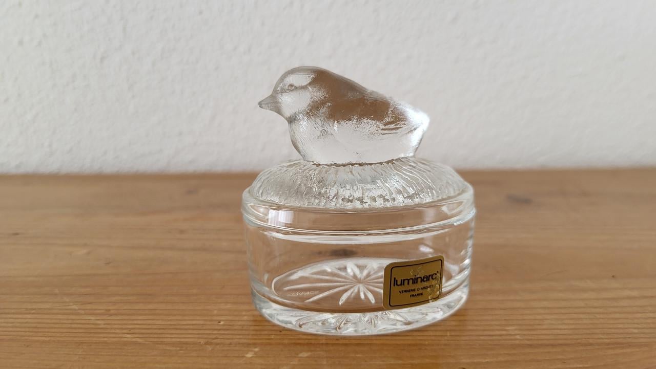 Vintage Luminarc (Verrerie d'Arques) snuisterijendoosje vogel