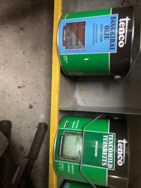 2,5 ltr tenco beits v 10 euro, koffie gratis