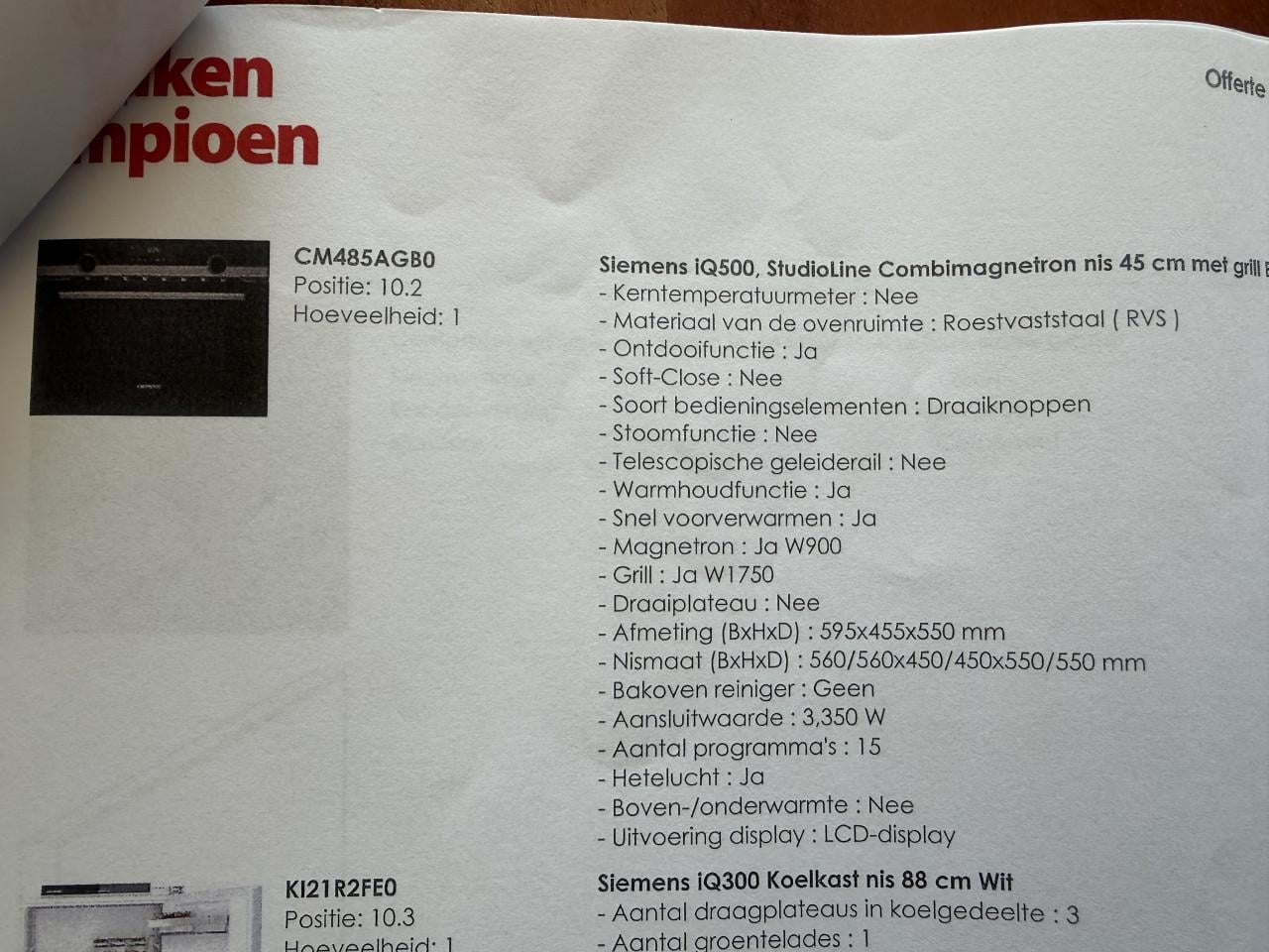 Siemens inbouw combimagnetron 3 jaar oud