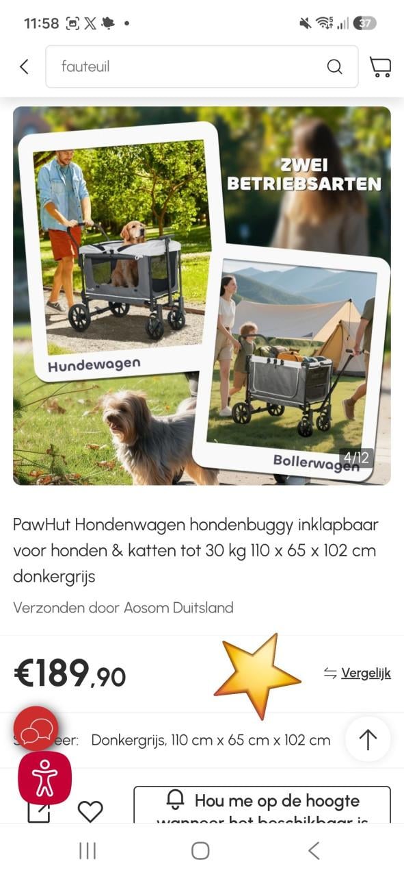 Nieuw‼️Pawhut Hondenbuggy tot 30kg