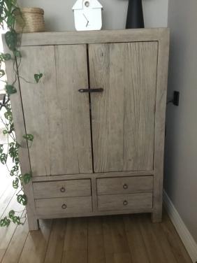 Wand kast massief hout, industrieel