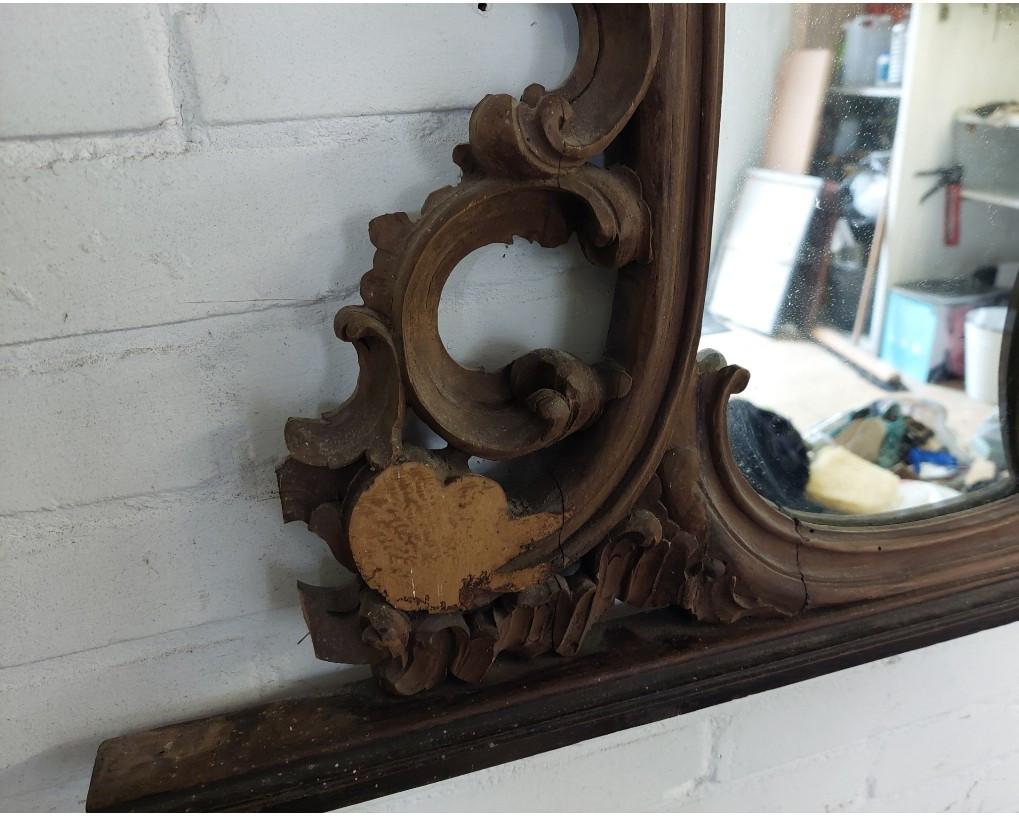 Grote brocante langwerpige spiegel