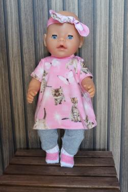 Baby born poppenkleding tricot jurkje poes