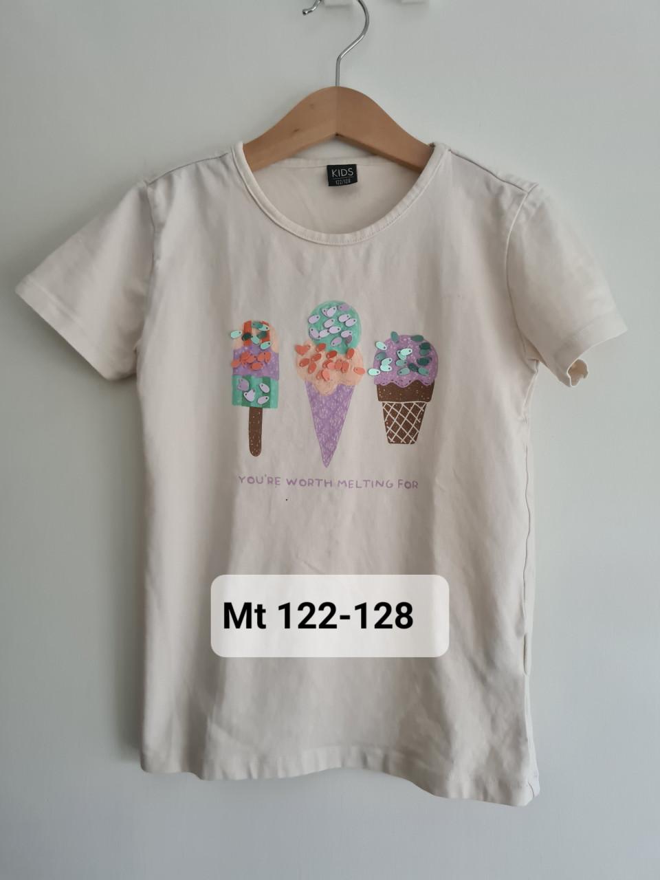 Crème,beige shirt met applicatie van Kids Maat 122-128