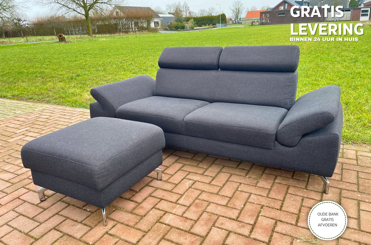 GRATIS LEVERING HEEL NL Montel 3-zits Antraciet Bankstel