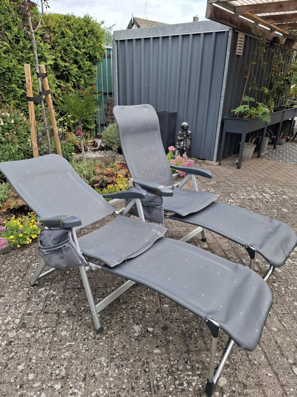 Set van 2 Crespo tuinstoelen inclusief voetenbankje