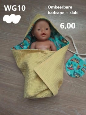 Baby born / babyborn badcape + slab. Opbrengst KiKa. Poppenkleertjes.
