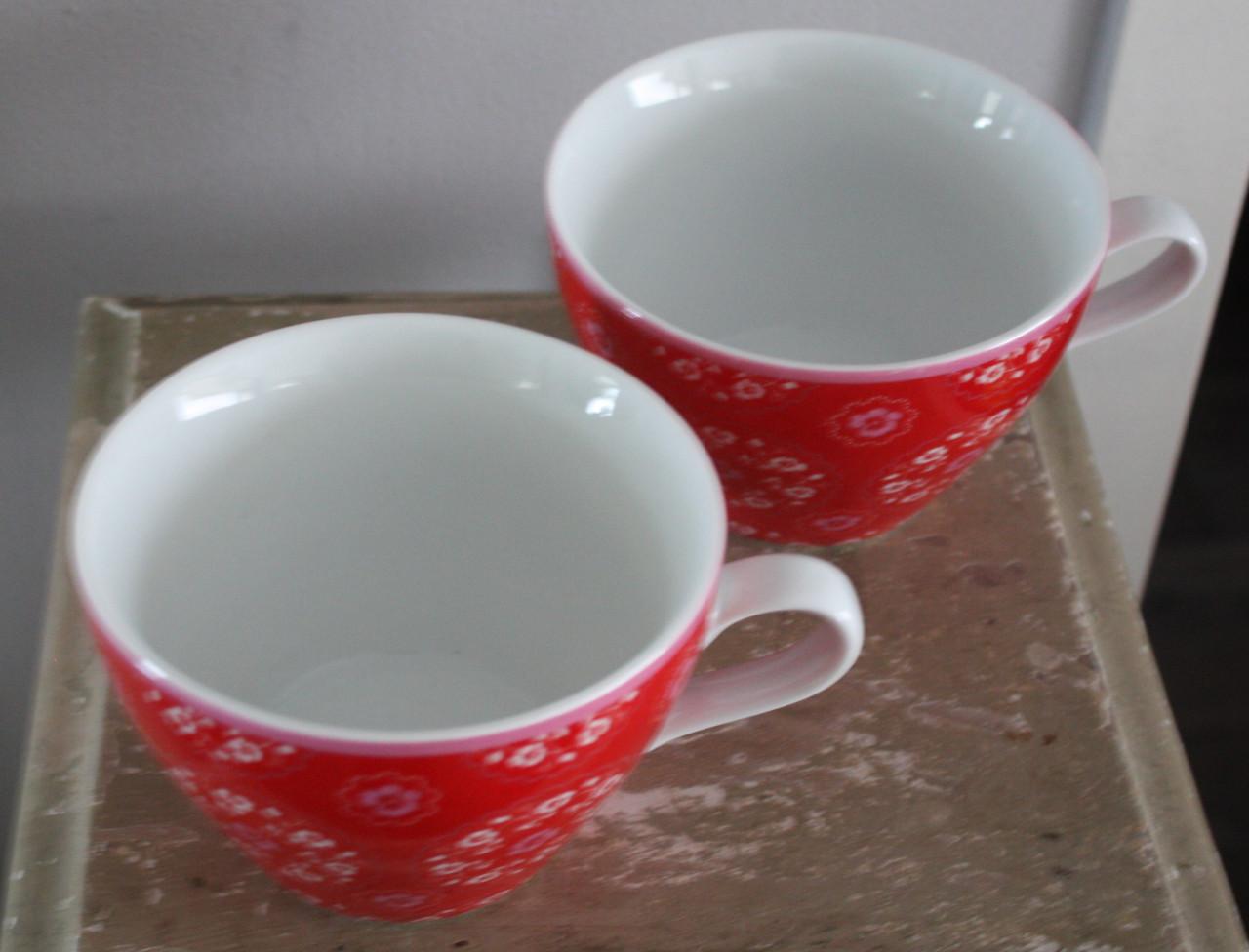 Nieuwe rode  soepkom met print