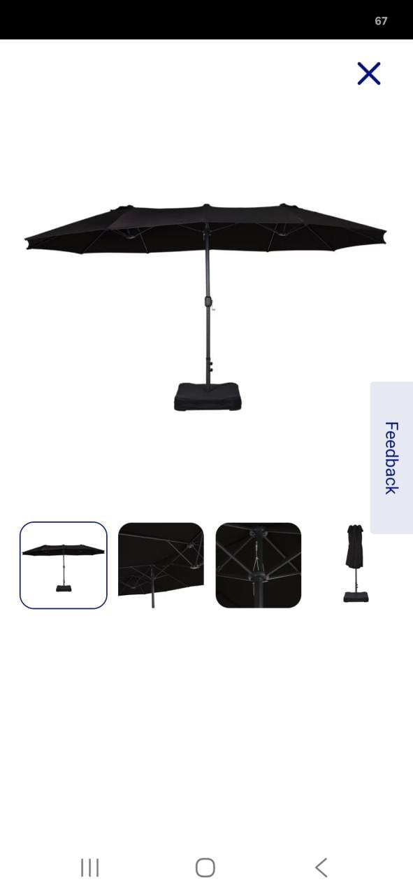 Antraciet dubbele parasol 4,6 m lang , 2,6 m breed en 1,8 m hoogg