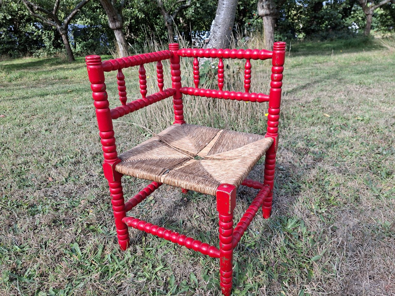 Robbin hoekstoel met rattan zitting