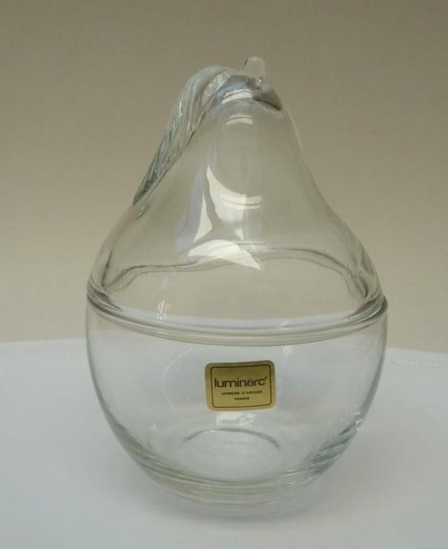 Vintage Luminarc (Verrerie d'Arques) glazen peer dekselpot
