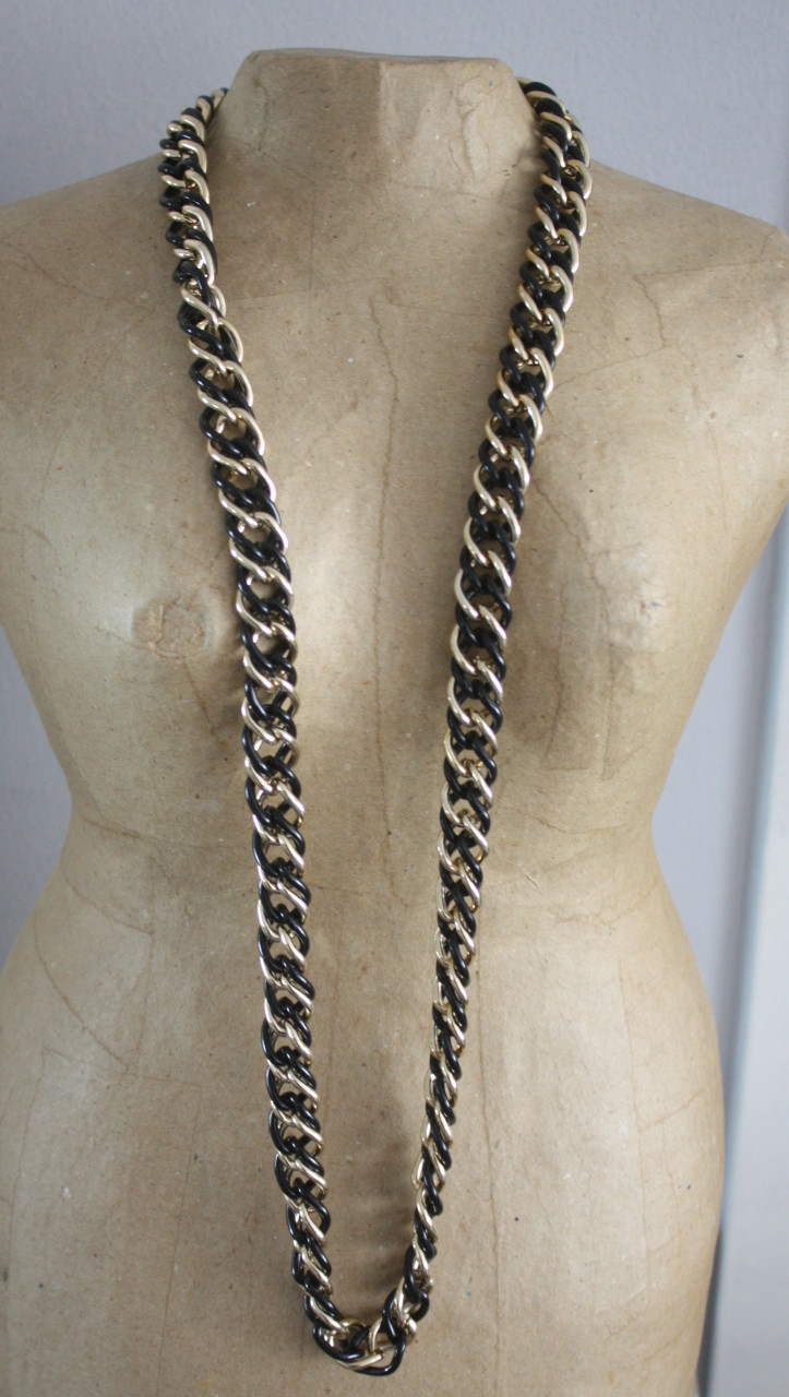 Metalen ketting zwart  met goudkleur