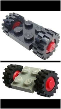 Lego: verschillende soorten wielen  en ophangstenen voor wielen