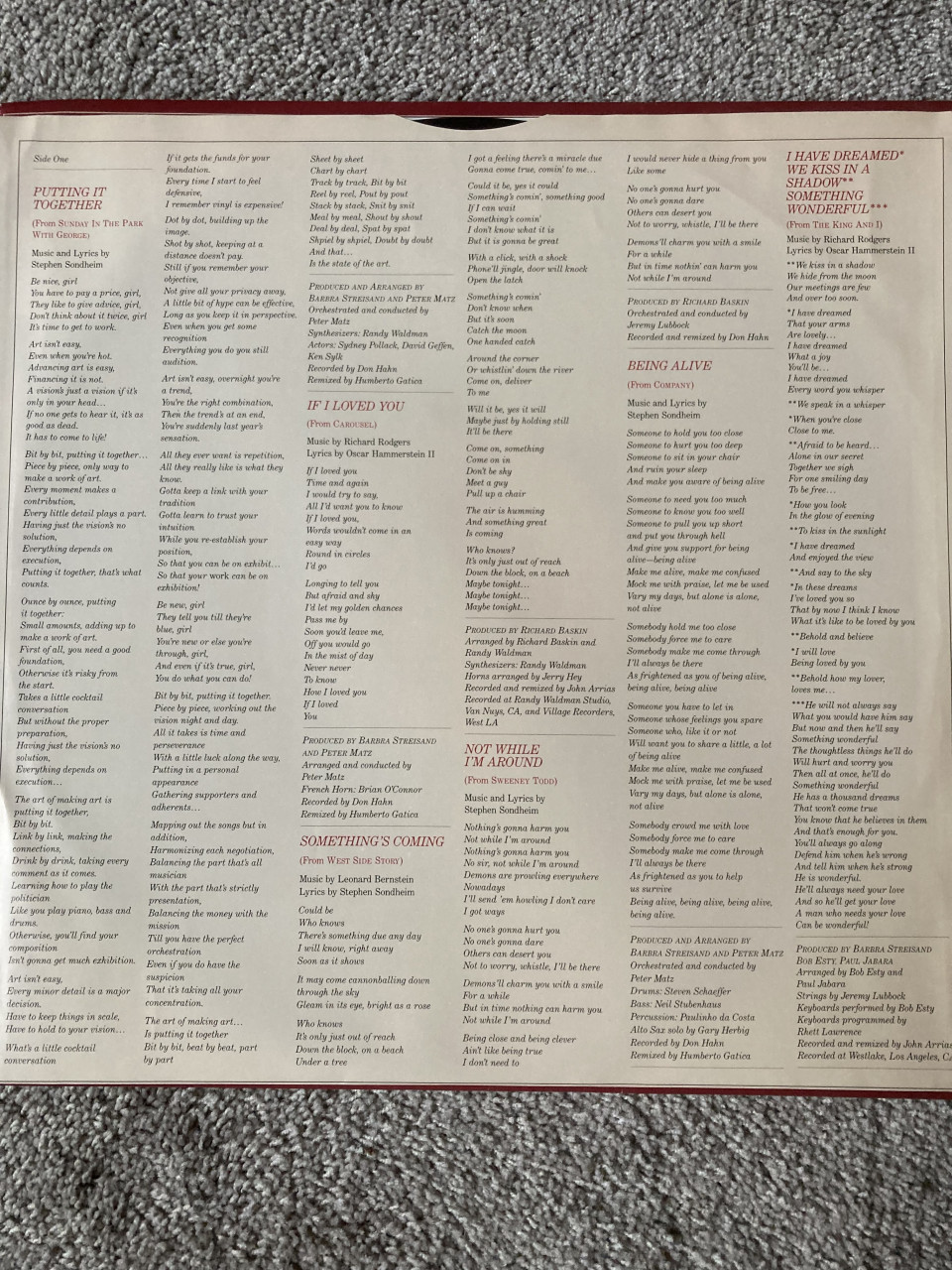 LP Barbra Streisand On Broadway The broadway album