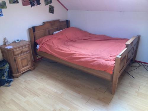 Gratis eiken tweepersoons bed, elektrische bedbodem