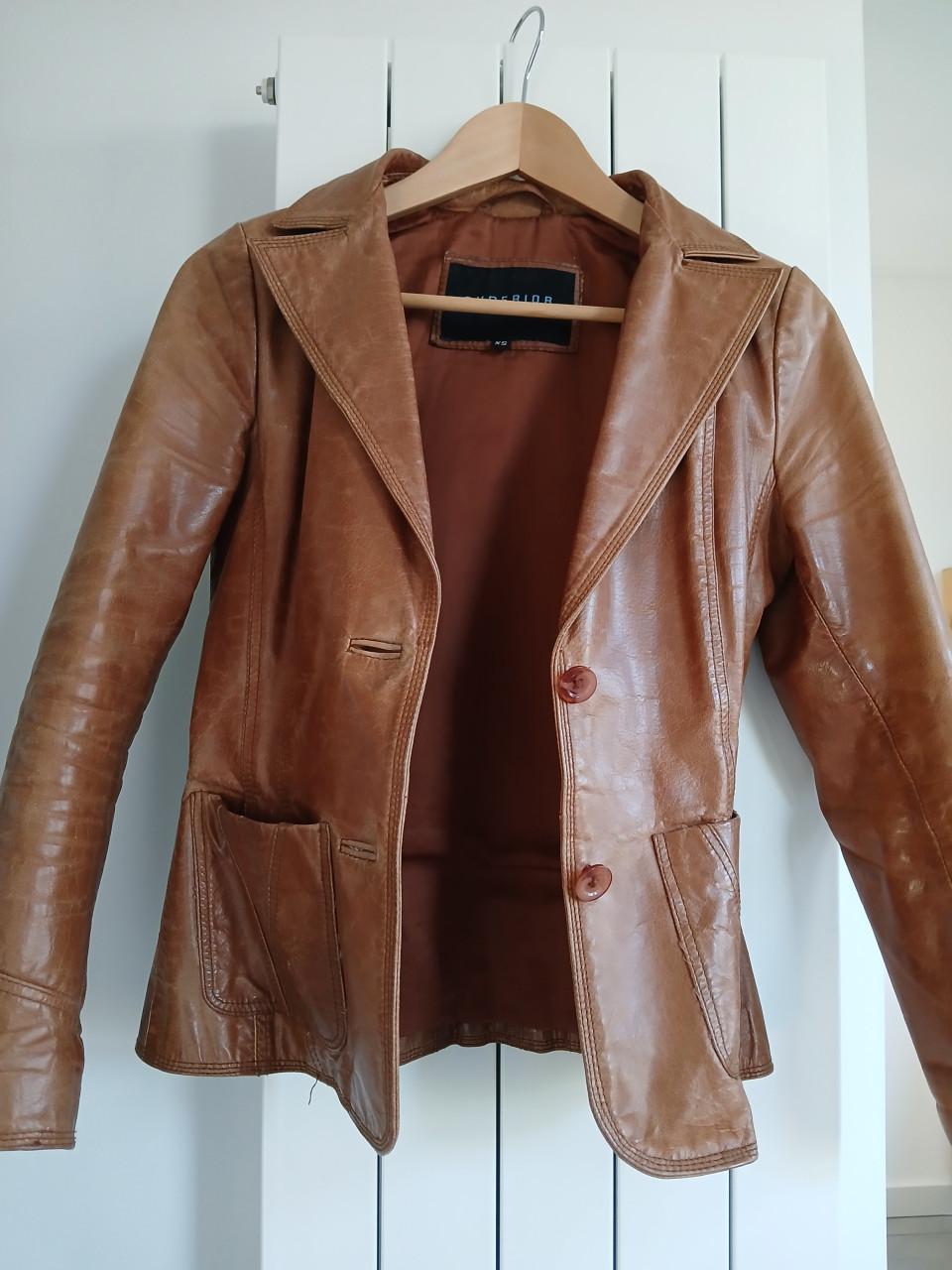 Leren jas cognackleur maat XS
