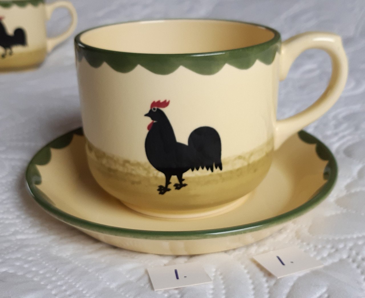 Kip en haan servies: 1 soepkop + 1 schotel