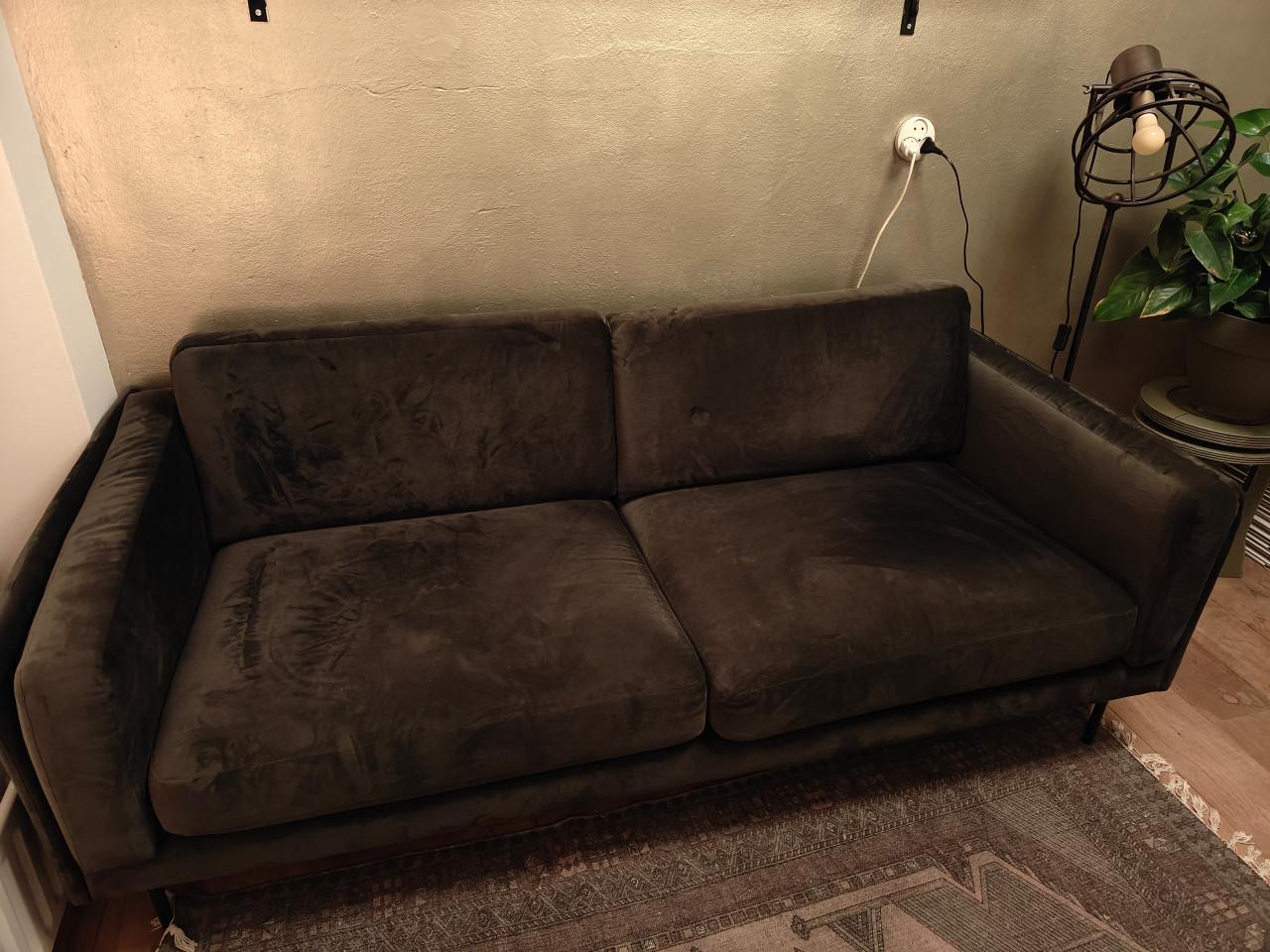 Bank 2,5 zits donkergroen fluweel Woood