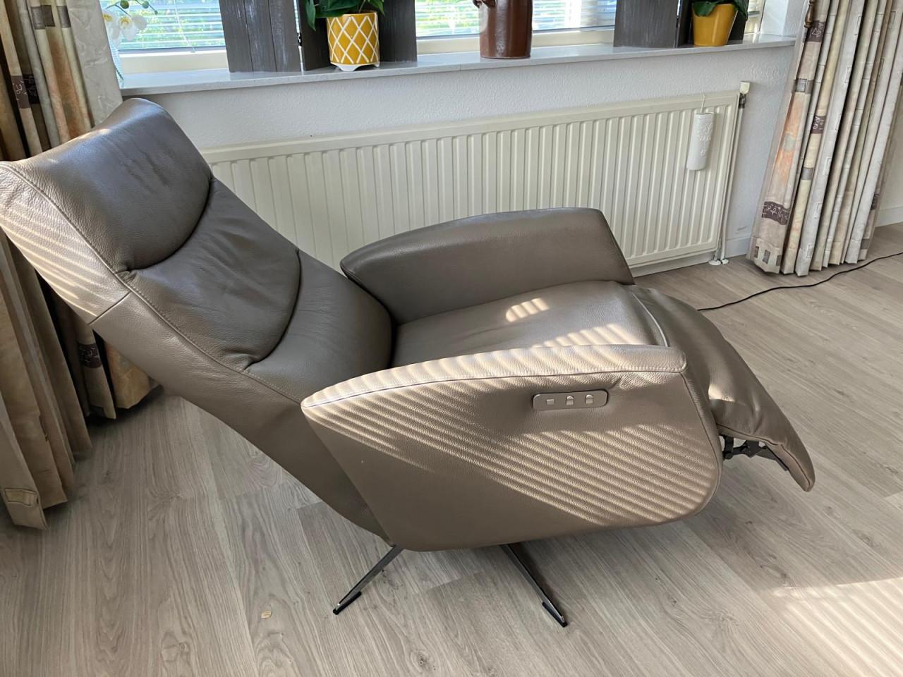 Leren relaxfauteuil taupe