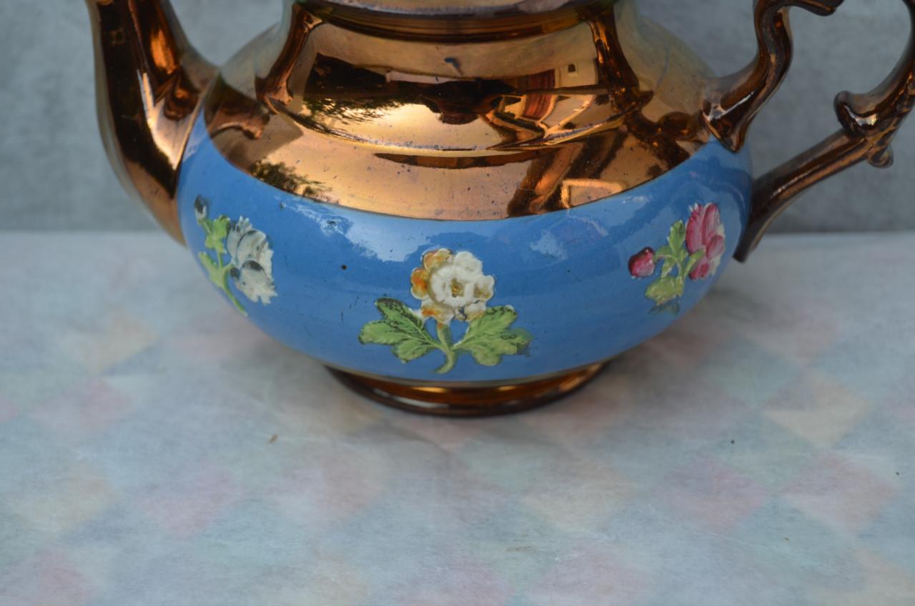 2 Goudsteen kommen Staffordshire ong. 1850 + theepot