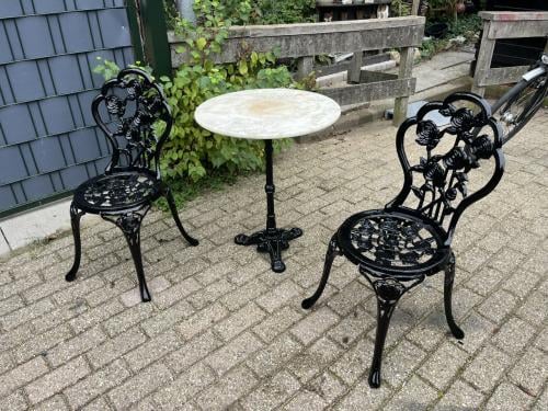 Bistro set, 2 stoelen en 1 tafel, kleur zwart