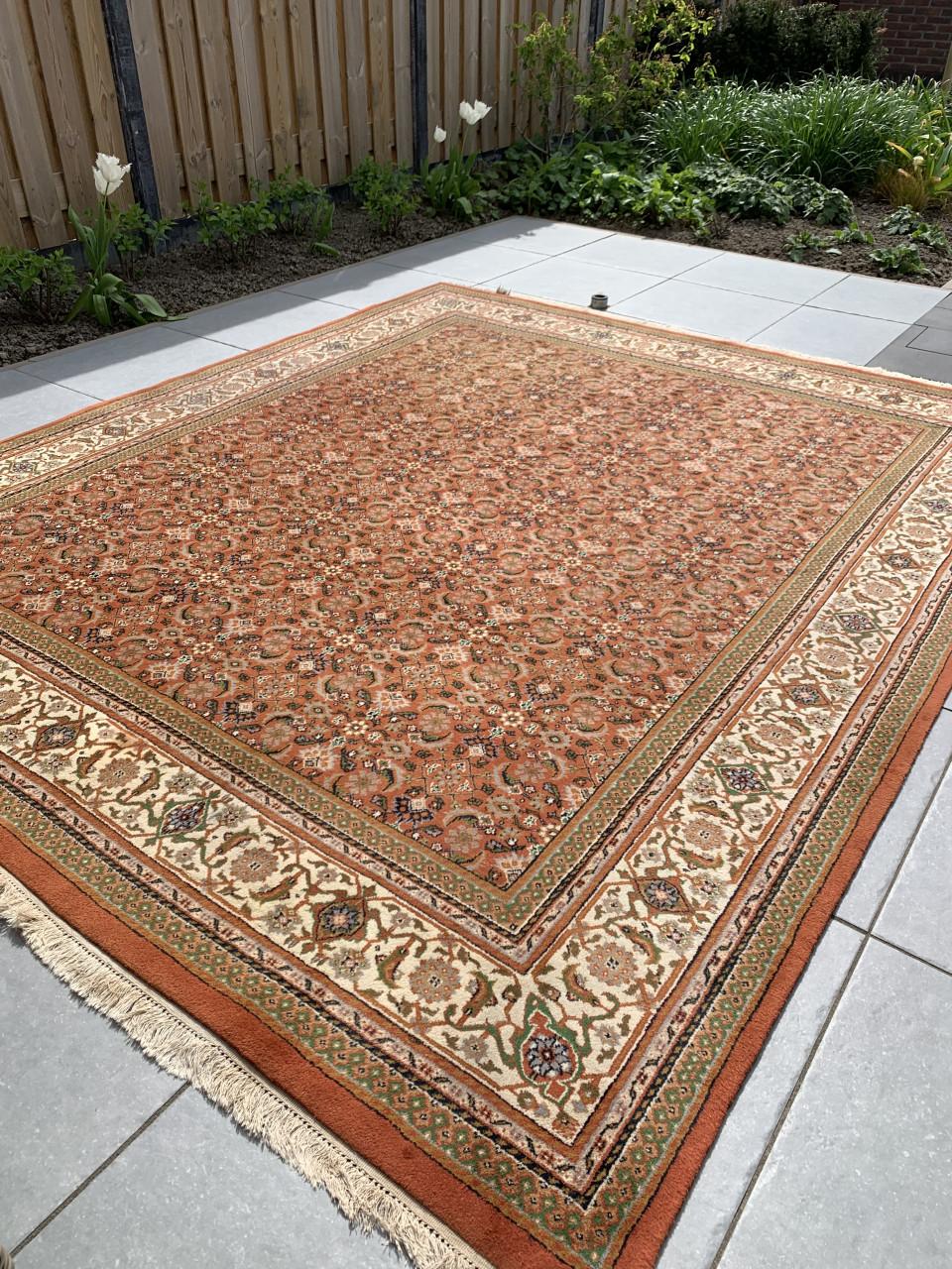 🧡Waanzinnig Mooi Oranje-Groen Handgeknoopt Vintage Vloerkleed🧡