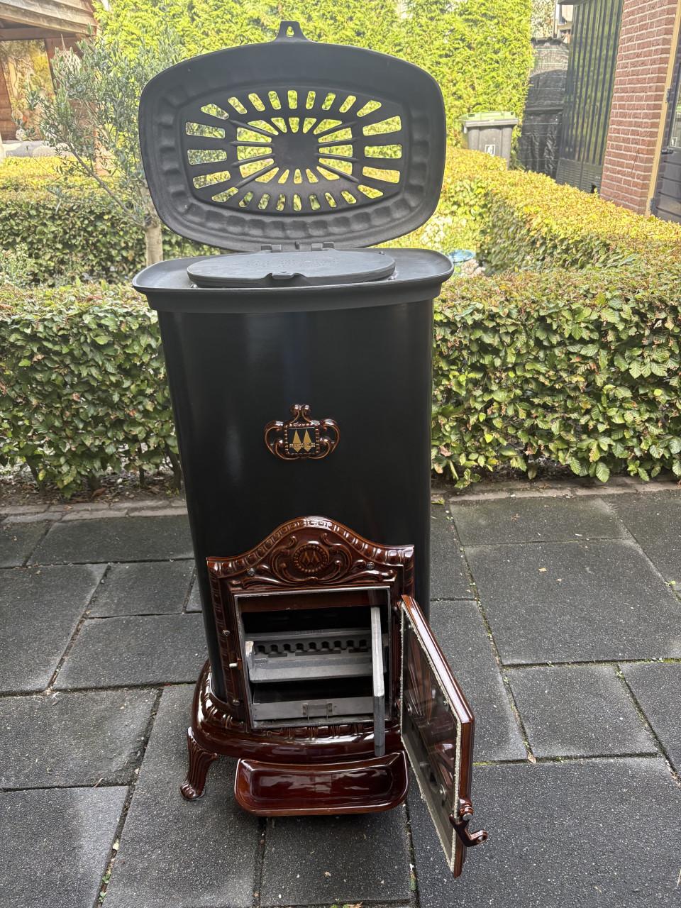 Hagelnieuwe retro ovale gietijzeren houtkachel of kolen 14KW