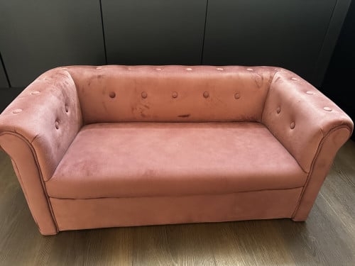 GERESERVEERD Kinder sofa oudroze velours