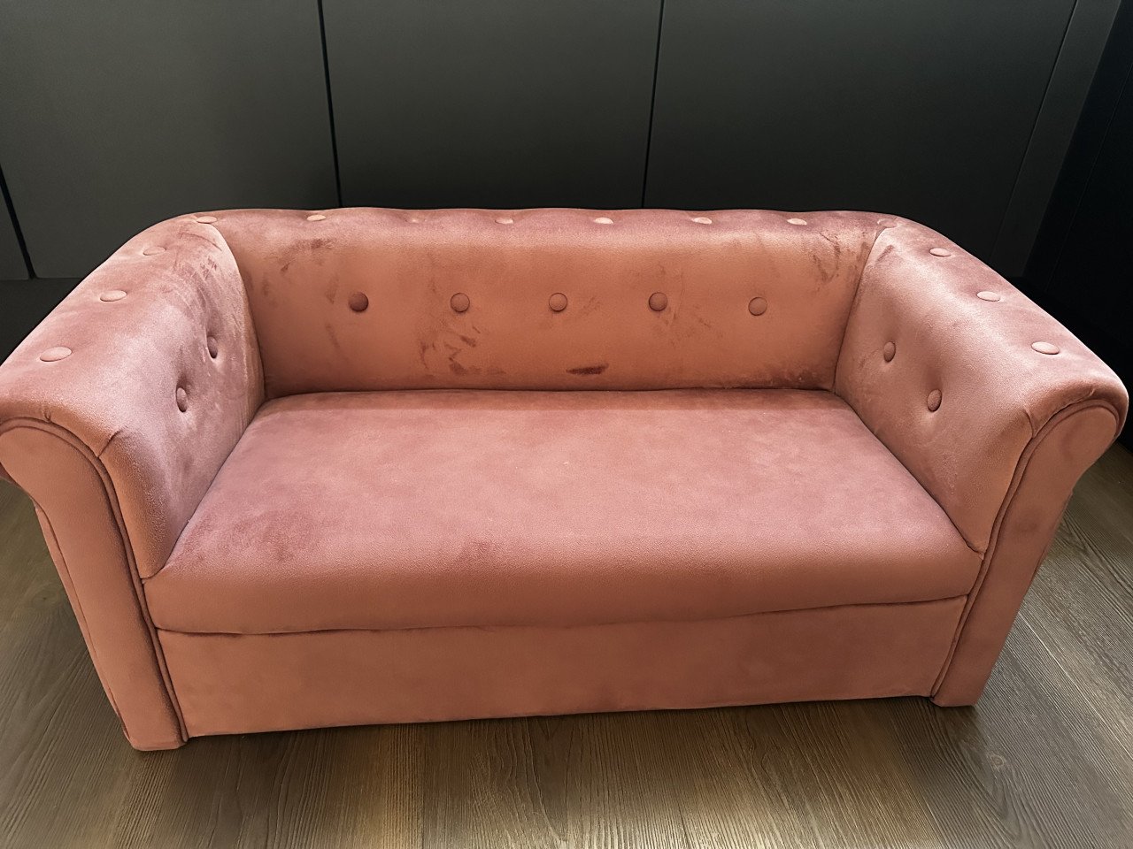 GERESERVEERD Kinder sofa oudroze velours
