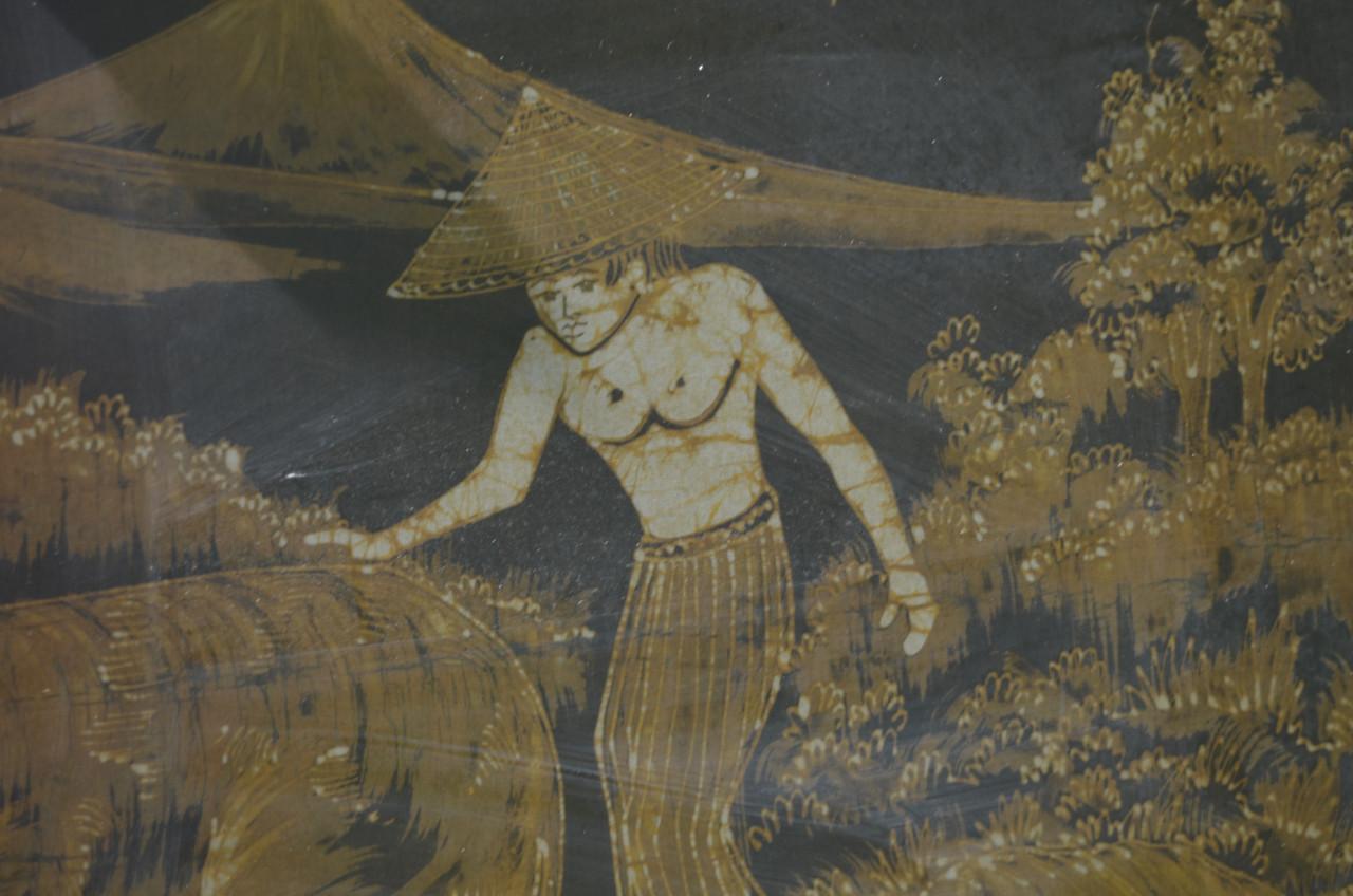 Grote Indonesische batik 'Boer met Buffel'